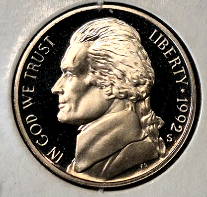 Lot of 3 Nickel Coins 1900 Liberty (F) 1936 Buffalo (F) & 1992S Proof Jefferson