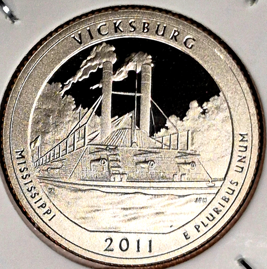 2011 S Vicksburg NP Quarter. ATB Series Proof From US Mint Set Toner Coin Shown