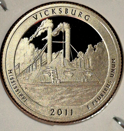 2011 S Vicksburg NP Quarter. ATB Series Proof From US Mint Set Toner Coin Shown