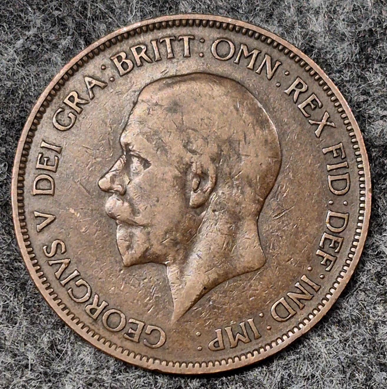 1934 Great Britain UK 1 Penny KM#838 Large One Cent coin. George V. Coin Shown