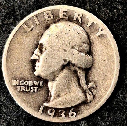 1936-S Washington Quarter Tougher Date 25C Silver 0.9 Business Strike KM#164.