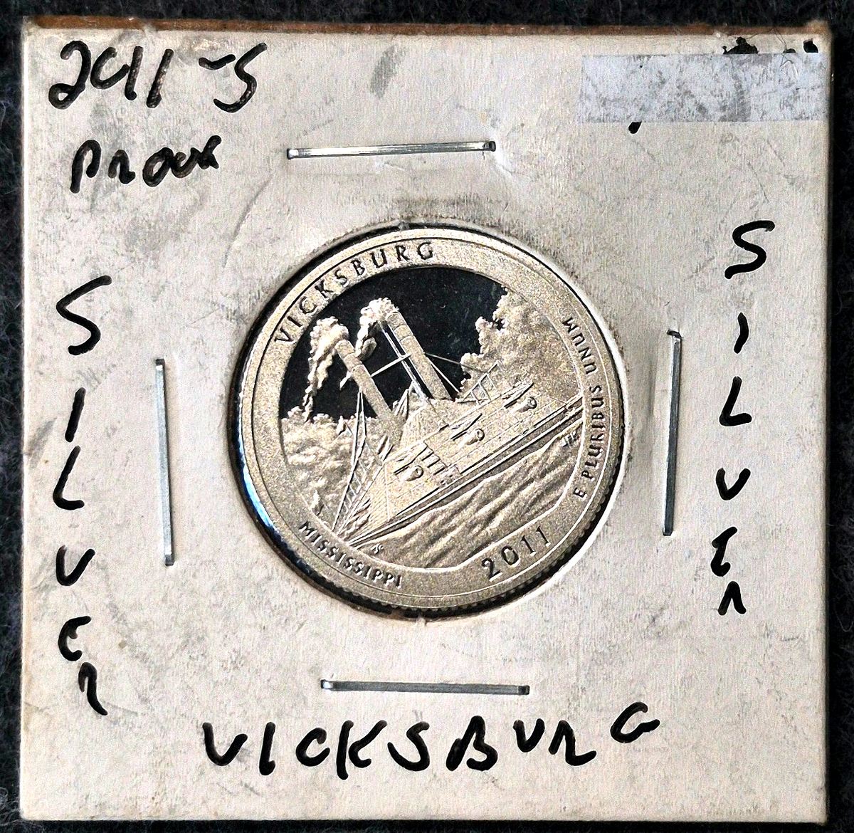 2011 S SILVER PROOF VICKSBURG NATIONAL PARK QUARTER 90% SILVER COIN SHOWN