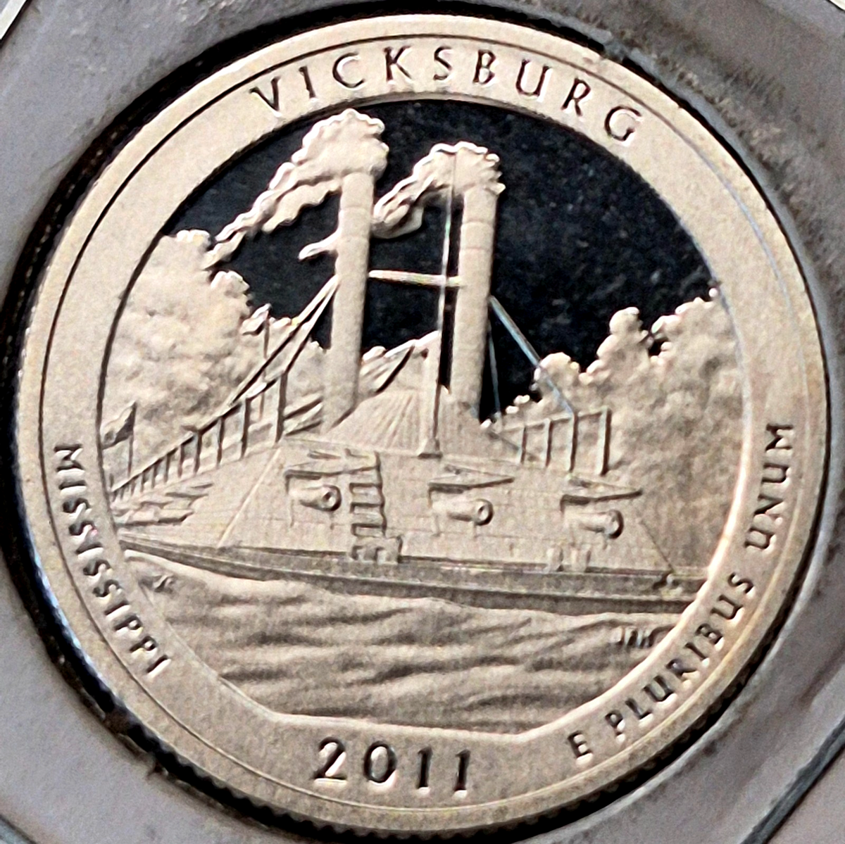 2011 S SILVER PROOF VICKSBURG NATIONAL PARK QUARTER 90% SILVER COIN SHOWN