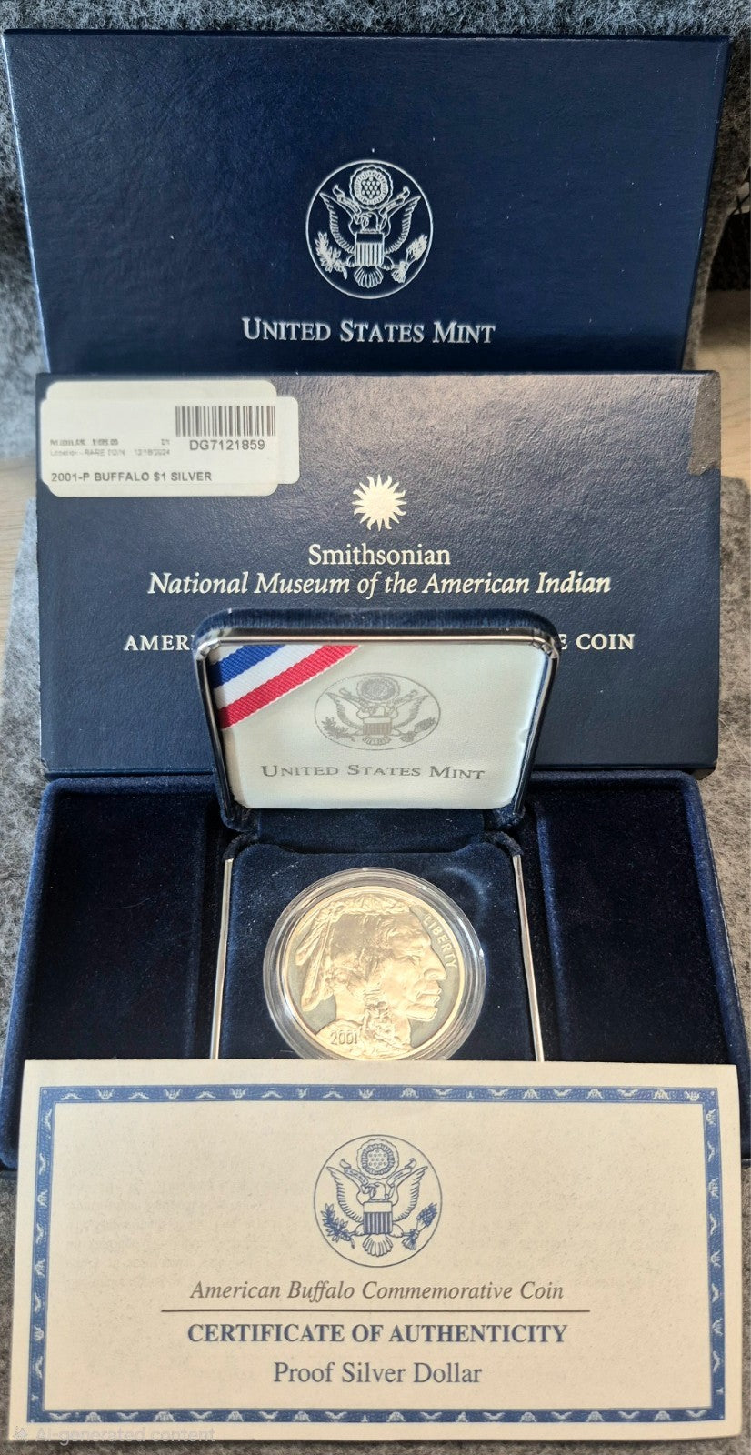 2001-P American Buffalo Commemorative 90% Silver Dollar Proof Coin OGP COA Limit