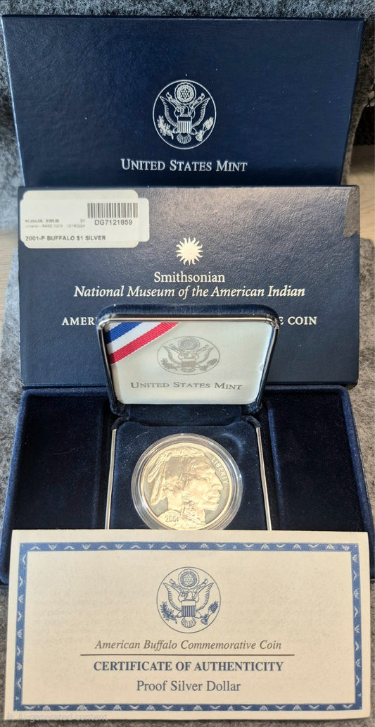 2001-P American Buffalo Commemorative 90% Silver Dollar Proof Coin OGP COA Limit