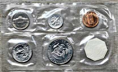 1964 US Mint Proof Set 5 Coins 90% Silver Original Cello Flat Pack