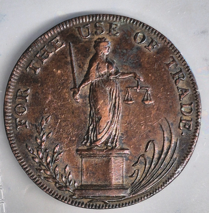 1795 GB Conder Halfpenny, Beautiful XF-AU Features, Suffolk Bungay, D&H 21 a