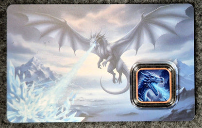 320 Coins 1 Gram .999 Copper Blue Fire Dragon Square Coin Collector Card #02472