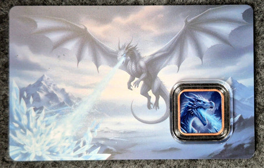 320 Coins 1 Gram .999 Copper Blue Fire Dragon Square Coin Collector Card #02472