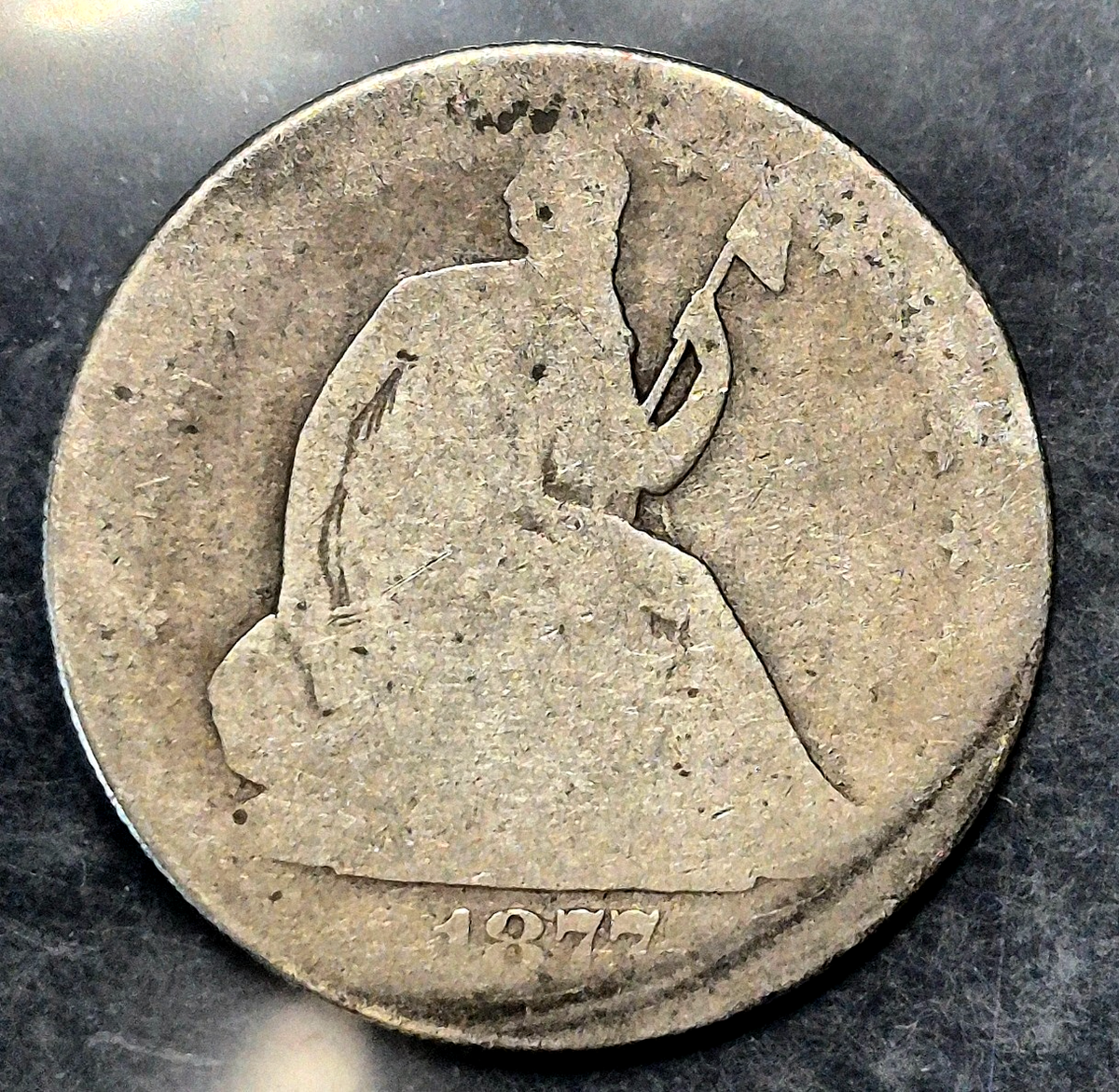1877-S,  Seated Liberty Half Dollar 50C Ungraded 90% Silver US Coin AG Features