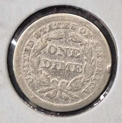 Lot of 7 Seated Liberty Dimes 1841, 42, 57, 71, 72, 74, 75, 35 yrs/4 Types AG-F