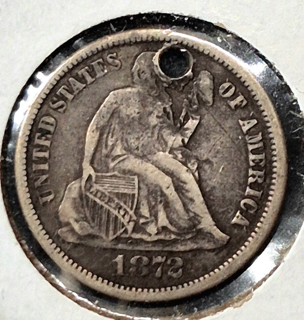 Lot of 7 Seated Liberty Dimes 1841, 42, 57, 71, 72, 74, 75, 35 yrs/4 Types AG-F