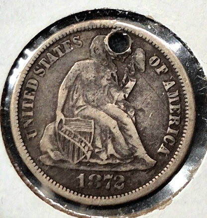 Lot of 7 Seated Liberty Dimes 1841, 42, 57, 71, 72, 74, 75, 35 yrs/4 Types AG-F