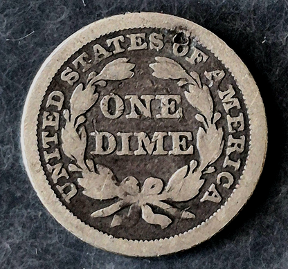 1857 Seated Liberty Dime VG Features Holed for Jewelry