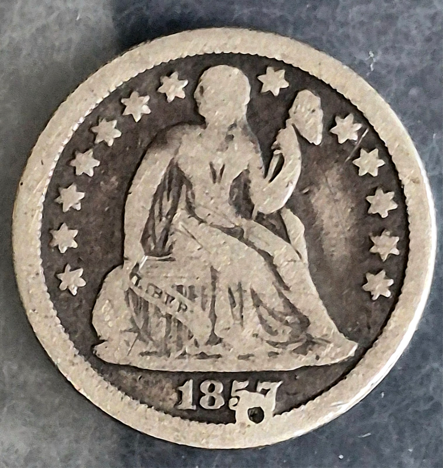 1857 Seated Liberty Dime VG Features Holed for Jewelry