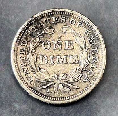 Seated Liberty Dime 1851 10c Very Fine Features, 90% Silver Coin Shown