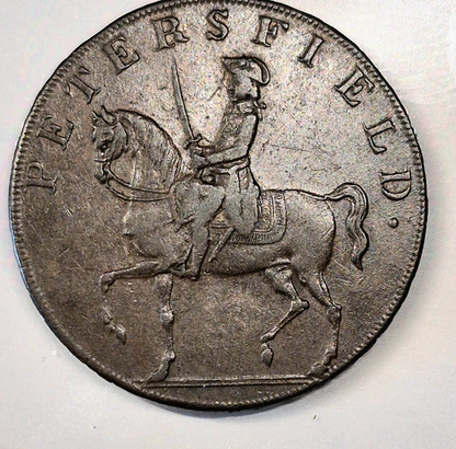 1793 Great Britain Hampshire, XF-AU Features Petersfield 1/2 Penny Condor Token