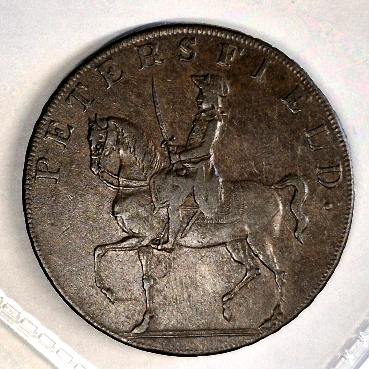 1793 Great Britain Hampshire, XF-AU Features Petersfield 1/2 Penny Condor Token