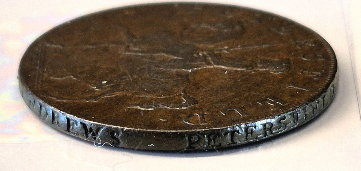 1793 Great Britain Hampshire, XF-AU Features Petersfield 1/2 Penny Condor Token