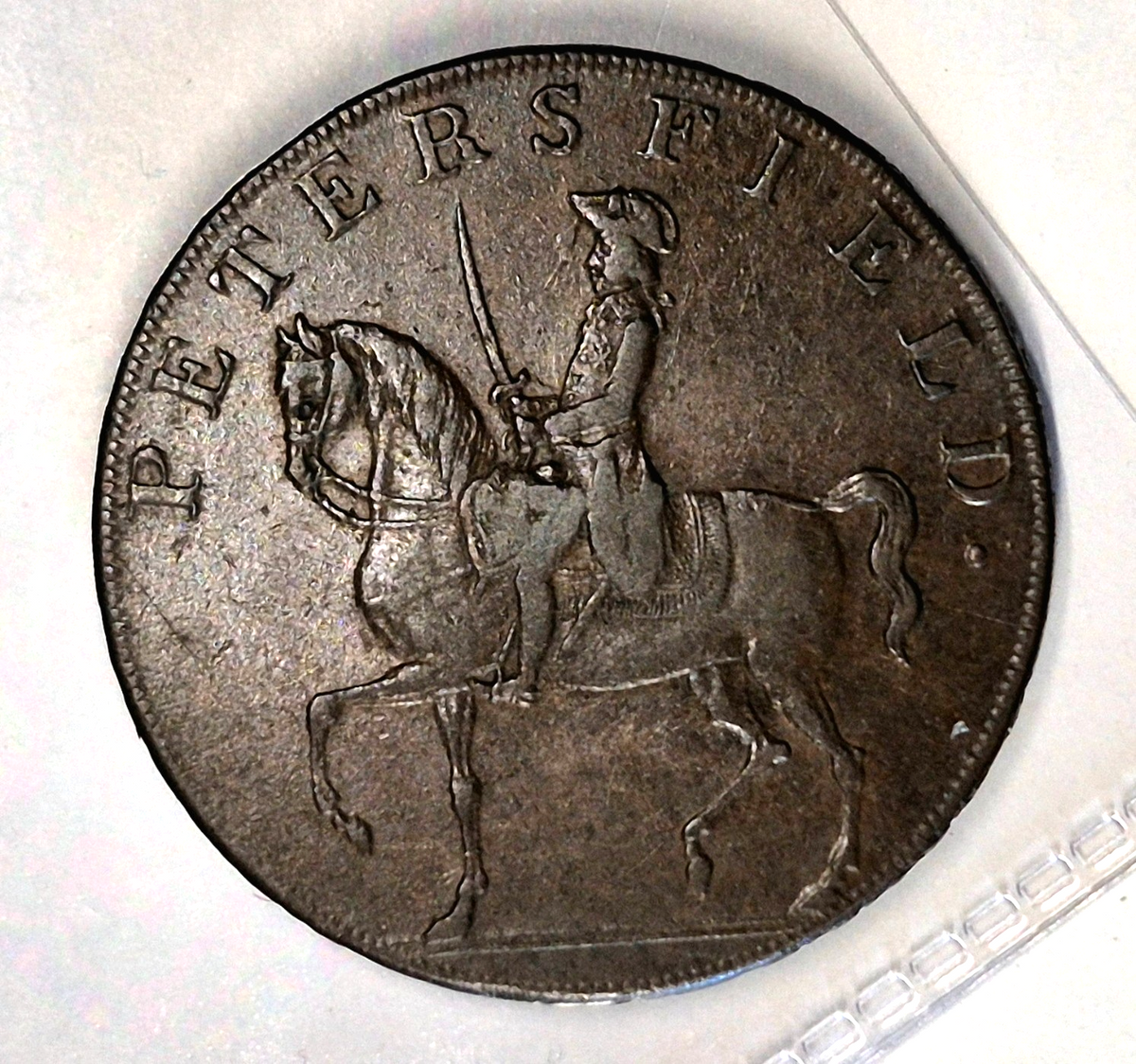1793 Great Britain Hampshire, XF-AU Features Petersfield 1/2 Penny Condor Token