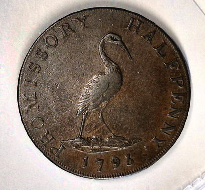 1793 Great Britain Hampshire, XF-AU Features Petersfield 1/2 Penny Condor Token