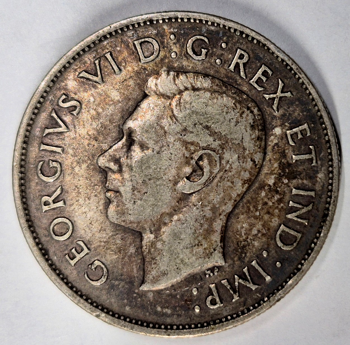 1941 Canada Fifty Cents Toned AU+ Features King George VI 80% Silver 50C KM#36