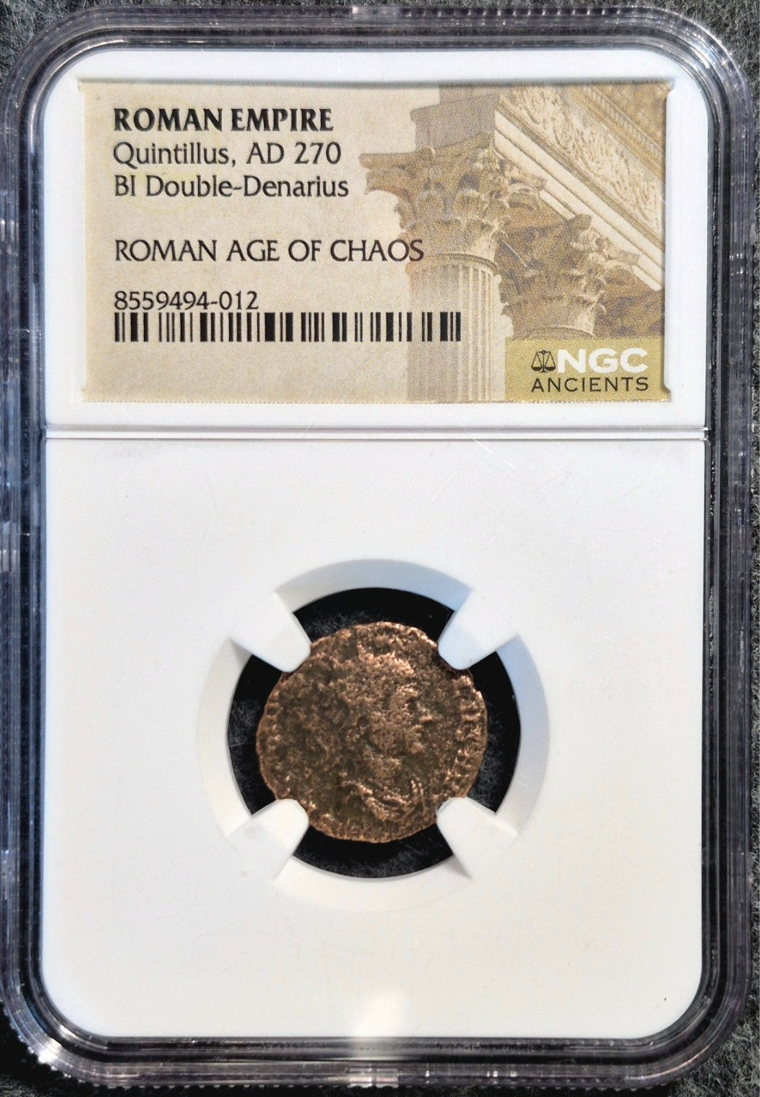 Emperor Quintillus NGC Ancient Roman Coin 270AD Genuine Scarce Rare Type Emperor