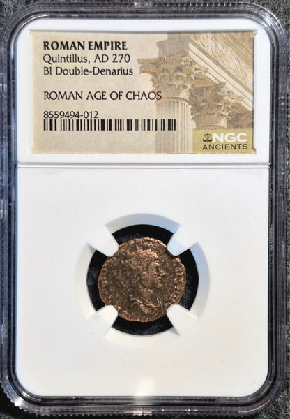 Emperor Quintillus NGC Ancient Roman Coin 270AD Genuine Scarce Rare Type Emperor
