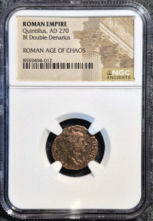 Emperor Quintillus NGC Ancient Roman Coin 270AD Genuine Scarce Rare Type Emperor