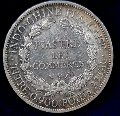 FRENCH INDO-CHINA VIETNAM 1898-A PIASTRE SILVER COIN Km 5a.1,  XF-AU Features