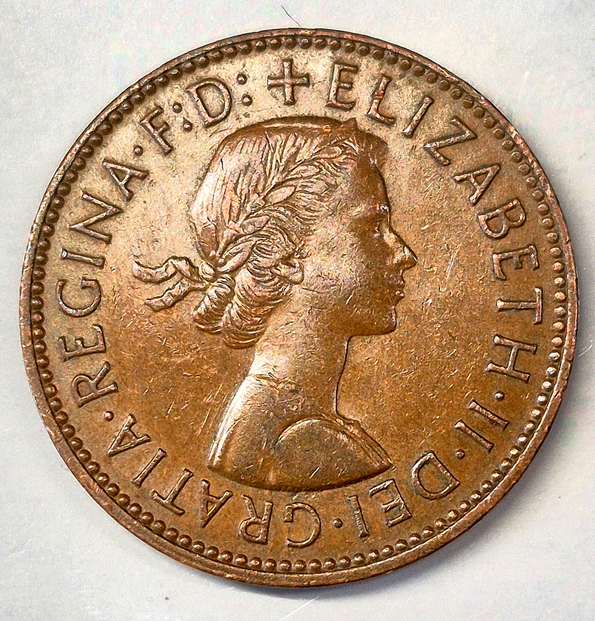 1965 1/2 P Great Britain Half Penny, Elizabeth II, KM# 896 AU Features