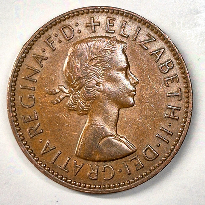 1965 1/2 P Great Britain Half Penny, Elizabeth II, KM# 896 AU Features