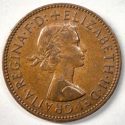1965 1/2 P Great Britain Half Penny, Elizabeth II, KM# 896 AU Features