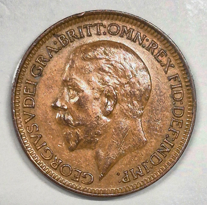 1931 Great Britain UK 1 Farthing, George V, AU Features Nice Toning!
