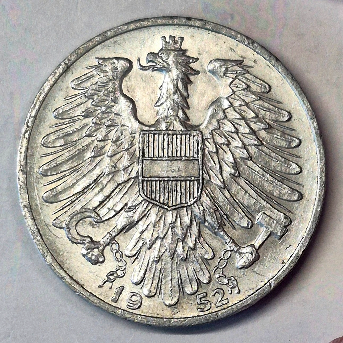 Austria 1 Schilling 1952 KM#2871 1 Shilling Dollar coin. Eagle. Seeder AU Traits