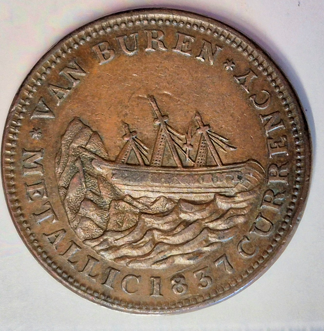 1841 HT-20 Daniel Webster, Van Buren Metallic Hard Times Token