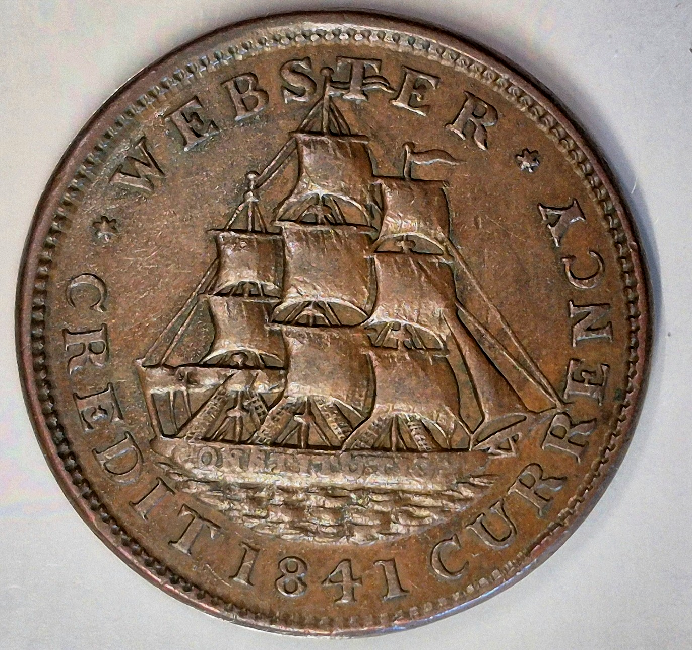 1841 HT-20 Daniel Webster, Van Buren Metallic Hard Times Token