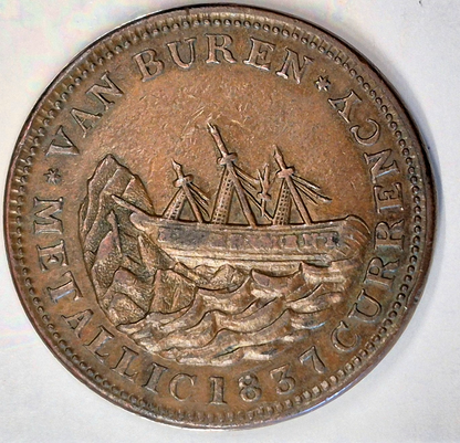 1841 HT-20 Daniel Webster, Van Buren Metallic Hard Times Token