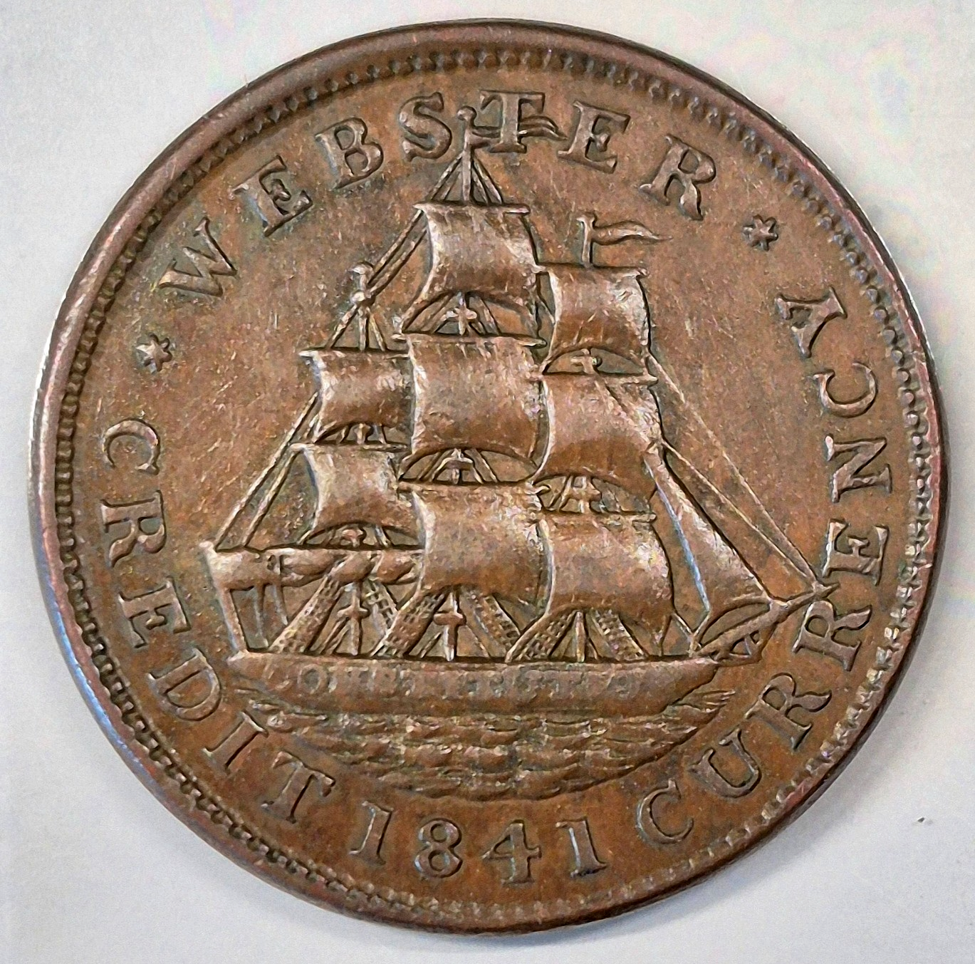 1841 HT-20 Daniel Webster, Van Buren Metallic Hard Times Token