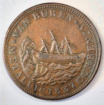 1841 HT-20 Daniel Webster, Van Buren Metallic Hard Times Token