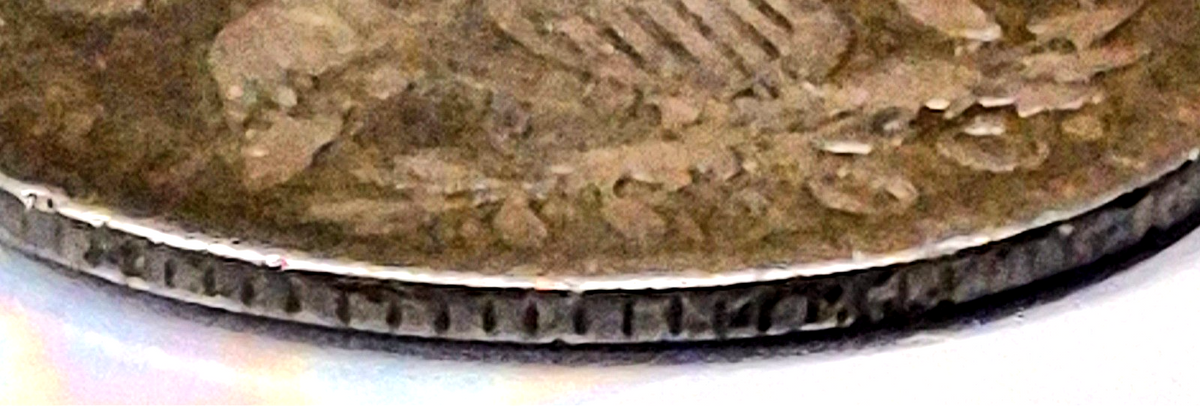 1821 Capped Bust US  90% Silver Dime 10c Coin Toned Fine+ Features W/Reeds