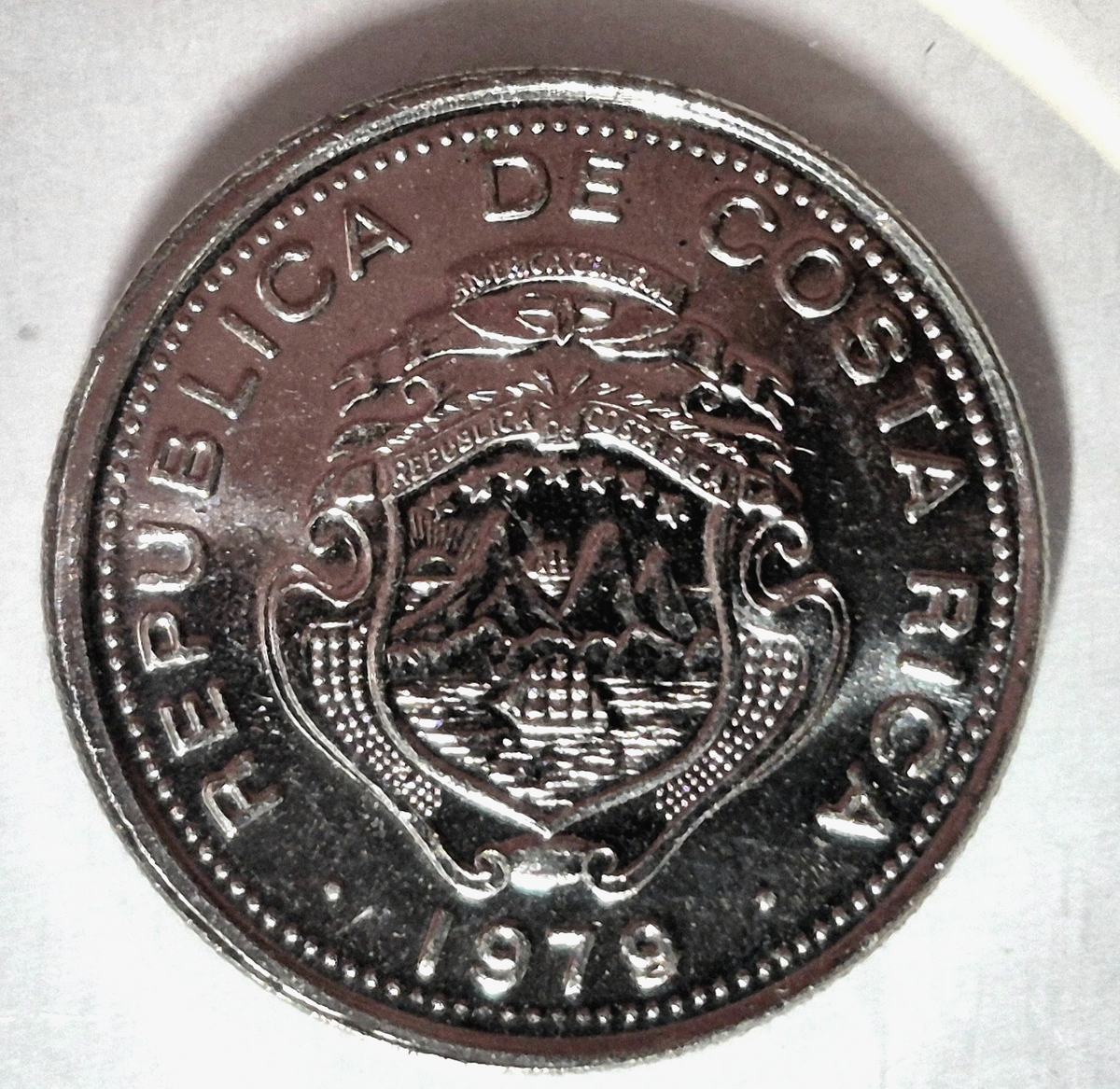 1979 Costa Rica Brilliant Uncirculated 10 Centavos Coin KM-185.2b