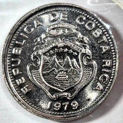 1979 Costa Rica Brilliant Uncirculated 10 Centavos Coin KM-185.2b