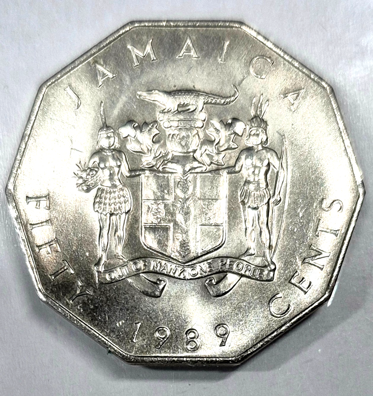1989 Jamaica 50 Cents KM# 65 - Very Nice Uncirculated Collector Decagonal Coin