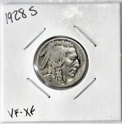 1928-S  Buffalo Nickel Sharp VF-XF Features Partial Horn Earlier Date 5C