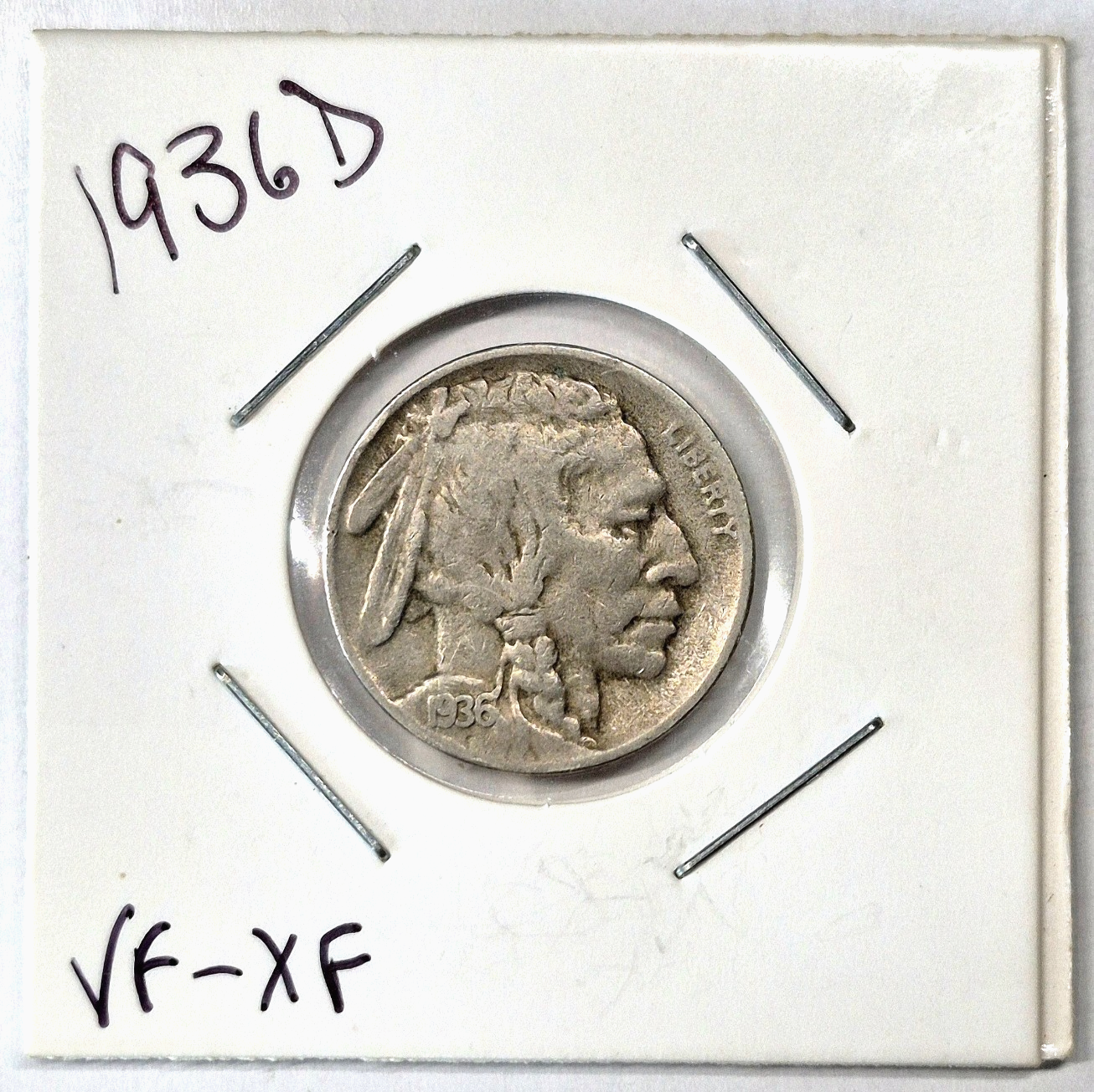 1936-D Buffalo Nickel Sharp VF-XF Features Partial Horn Earlier Date 5C