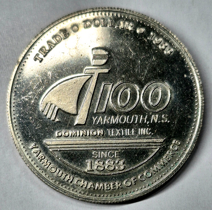 1983 Yarmouth Nova Scotia $1 Trade Dollar Token Dominion Textile 100 Yrs