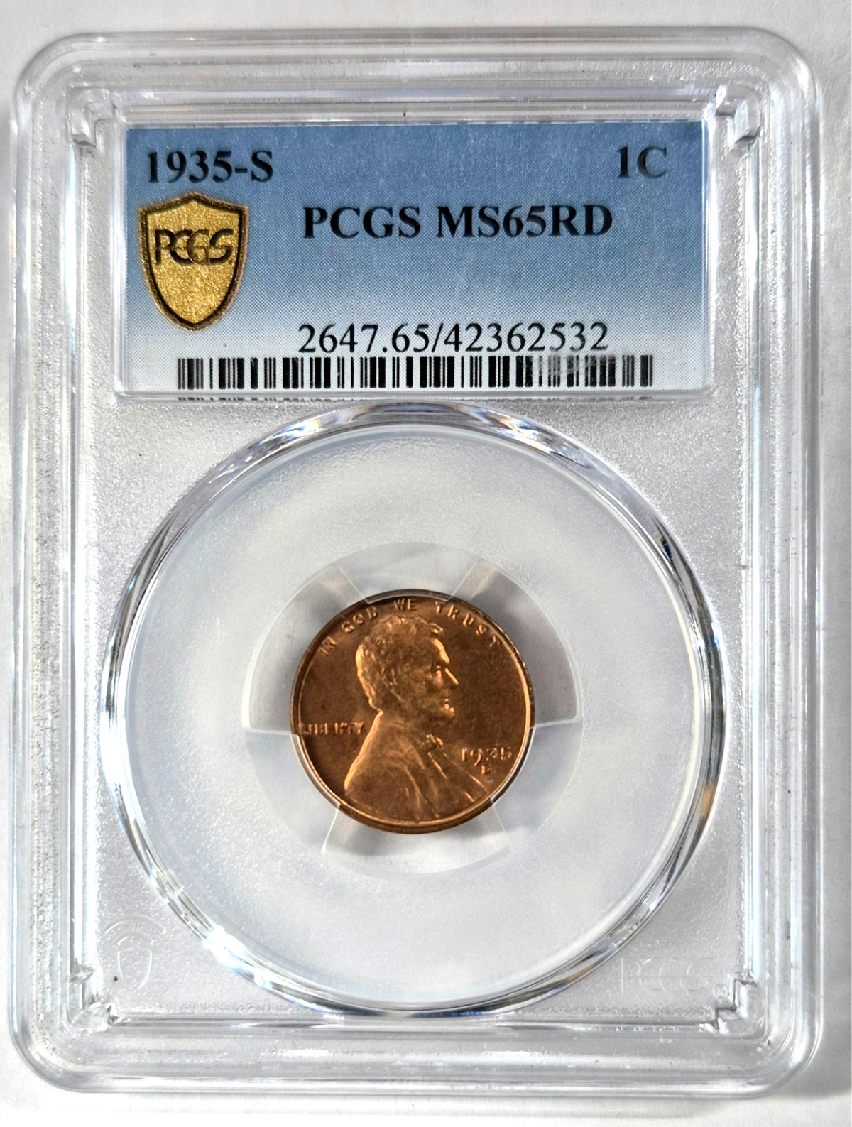 1935-S  1C RD Lincoln Wheat One Cent  PCGS MS65RD  42362532
