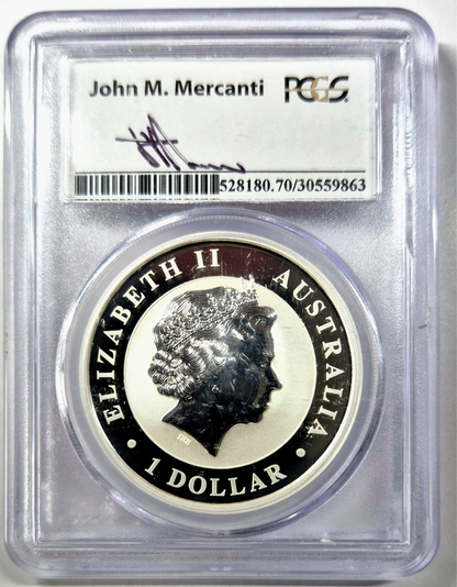 2014-P AUSTRALIA WEDGE TAILED EAGLE 1OZ .999 SILVER PCGS MS70 JOHN M. MERCANTI