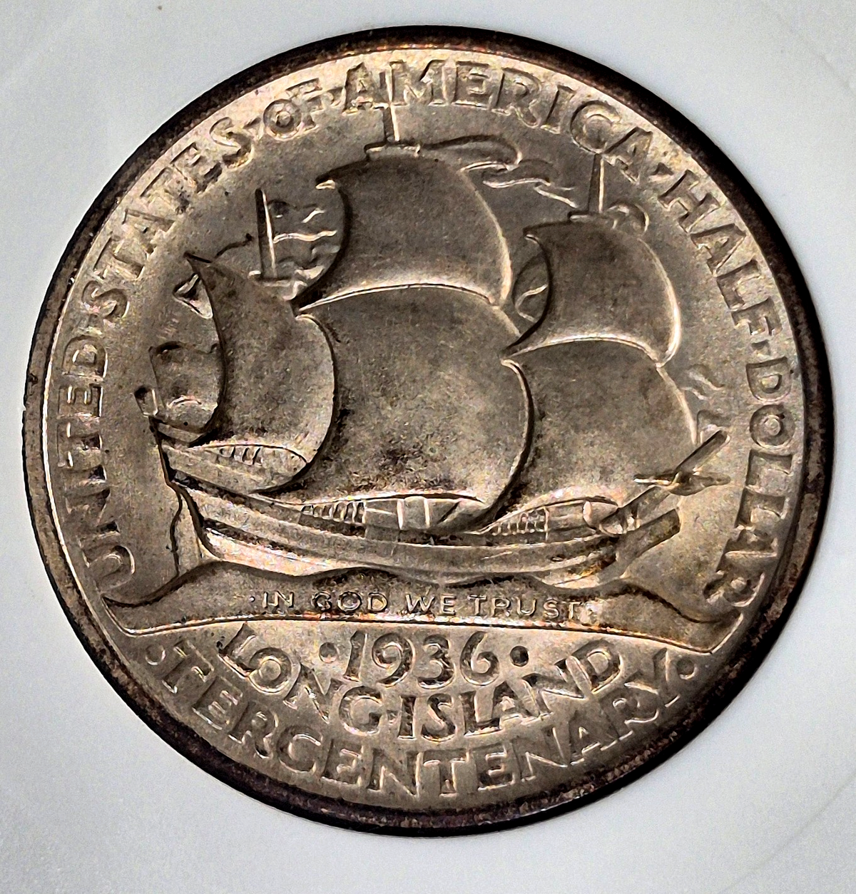 1936 Long Island Half Dollar ANACS MS63 Collectable Soapbox Holder 90% Silver